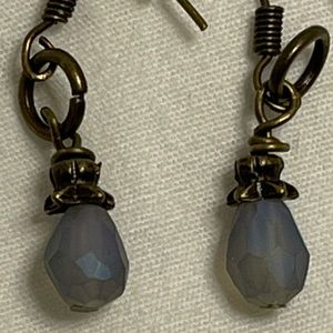 Cute dainty drop earrings. Gray Blue French hook